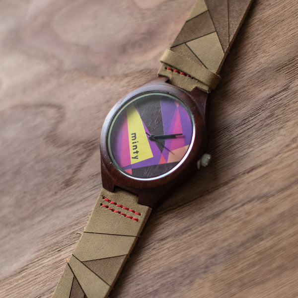 Wood + Leather Designer Watches: Neon