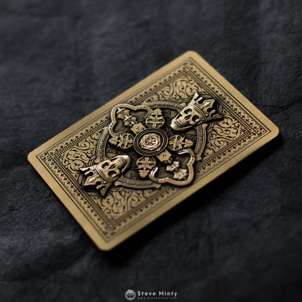 Roses Antique Gold Metal Card